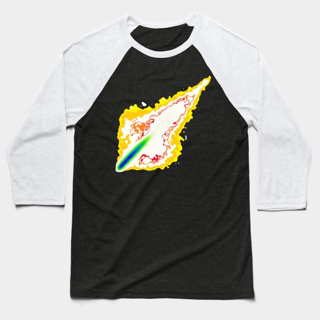 Impact Event | Flaming Inferno Asteroid Yellow Orange Red Baseball T-Shirt by aRtVerse